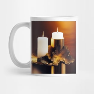 White Candles with Gold Base Mug